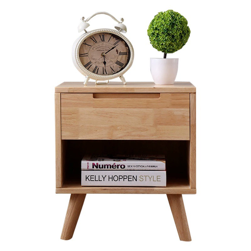Тумбочка из цельного дерева в скандинавском стиле Простая простая тумбочка Маленький шкаф из каучукового дерева Спальня Автономный шкаф для хранения Шкаф для хранения