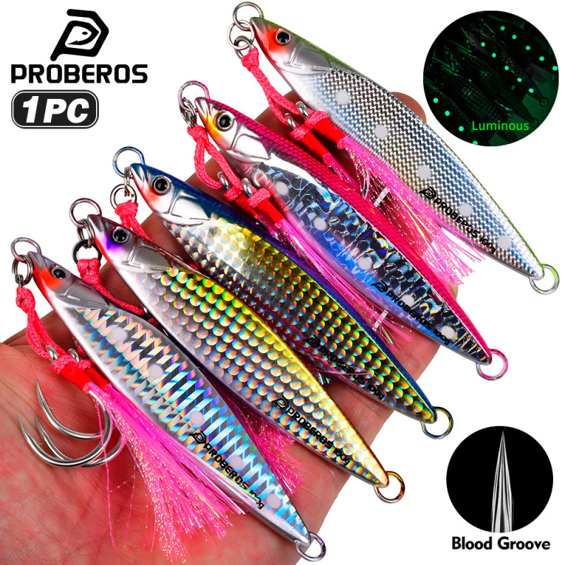 Sea Fishing Jigging Iron Bait, Fast Sinking Lure for All Water Layers, Tied with Double Hooks, Deep Sea Boat Fishing Metal Bait