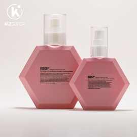新品六边形粉色300ml塑料瓶护发精油150ml护肤品卸妆油洗发水瓶