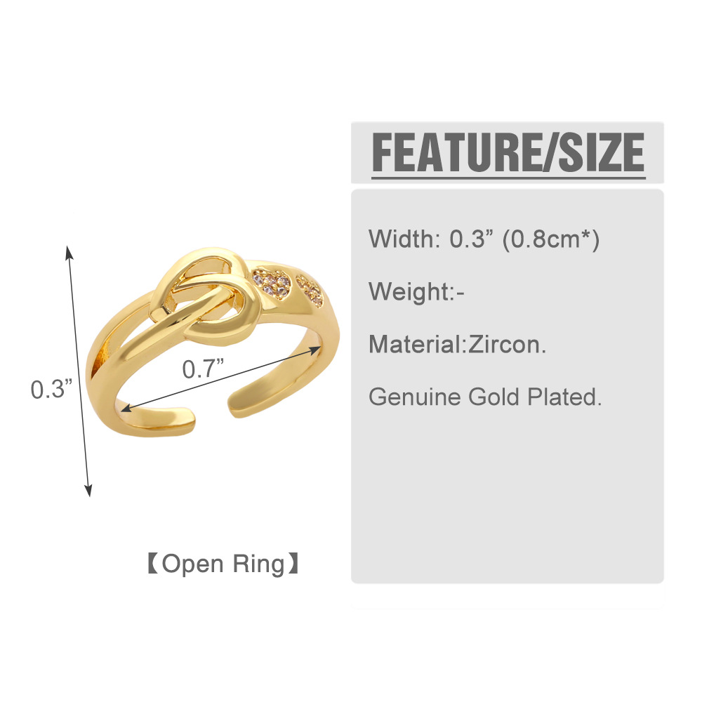 Fashion Inlaid Color Zircon Flower Ring Female Simple Personality Butterfly Bee Opening Copper Rings display picture 1