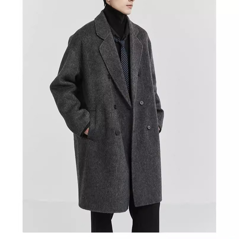 Ready-Made Designer Double-Sided Wool Coat for Men, Mid-Length, New Winter Korean Style, Thickened Woolen Coat