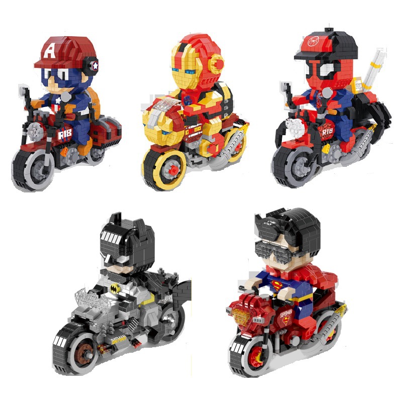 Puzzle Star 8843 Motorcycle Captain America Spider-Man Iron Man Batman Superman Building Blocks DIY Hero