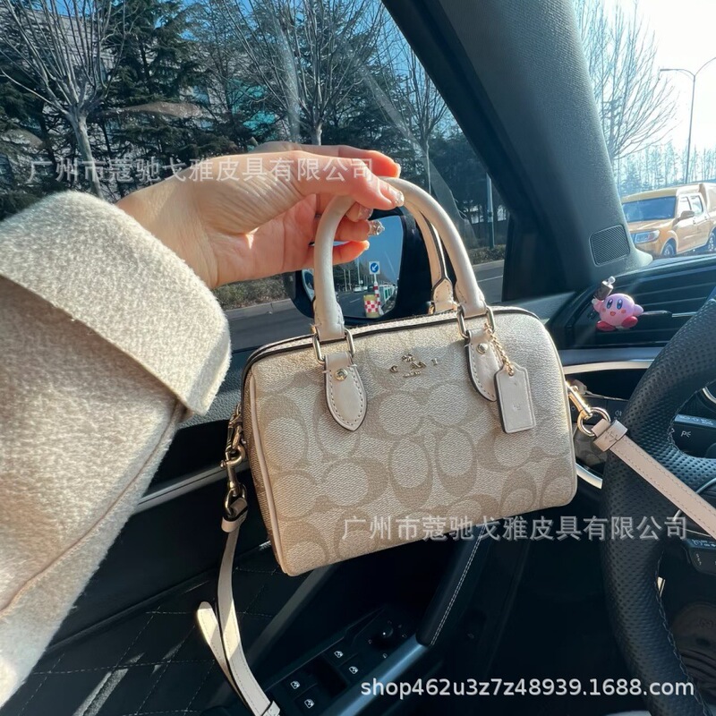 Kouc's Vintage-Style Monogram Mini Boston Women's Bag, Fashionable Shoulder and Crossbody Handbag, Pillow Bag, New Spring Model Kouc's Vintage-Style Monogram Mini Boston Women's Bag, Fashionable Shoulder and Crossbody Handbag, Pillow Bag, New Spring Model