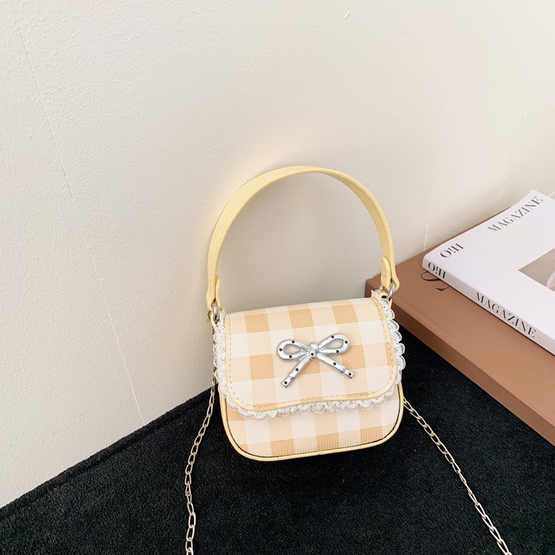Coreano lindo arco padre-hijo bolso de hombro mini bebé bolso de celosía dulce encaje bolso de cadena para niños