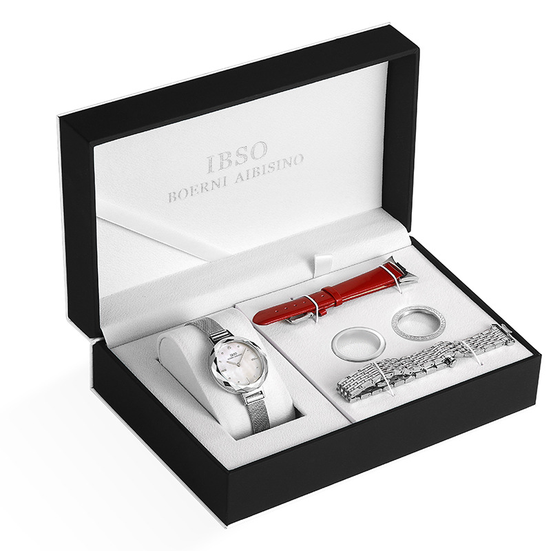 IBSO traje de reloj de acero refinado cinturón de moda simple traje de boutique de moda reloj de regalo impermeable Shell transfronterizo reloj
