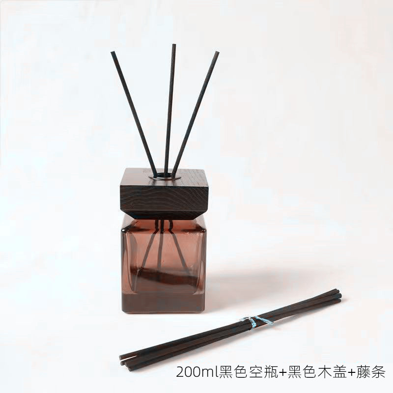 方形香薰瓶空瓶黑色木盖瓶花露水挥发藤条干花瓶摆件香水分装瓶子详情4