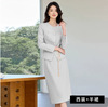 Floral gray suit + skirt