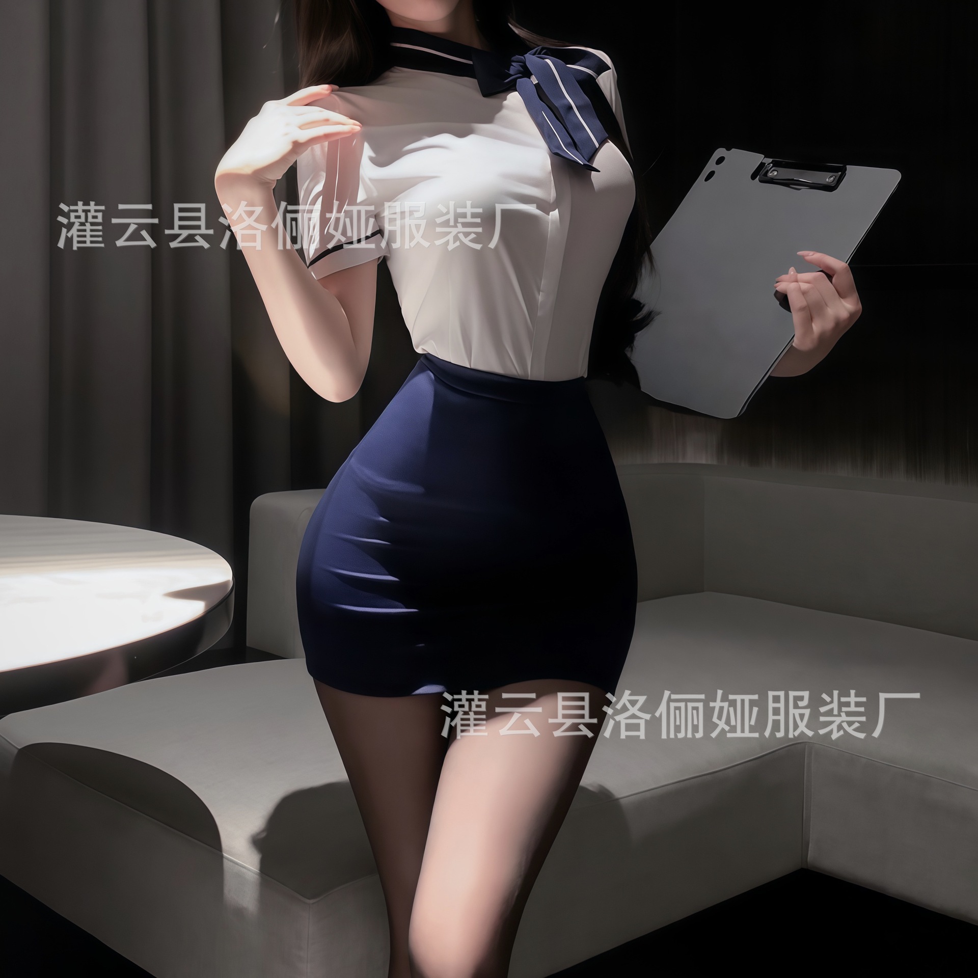 Sexy Stewardess Uniform, Professional Wear, Female Private Stewardess Sexy Intimates, Elastic Slimming Look, Hip-Hugging Skirt, Tempting Women