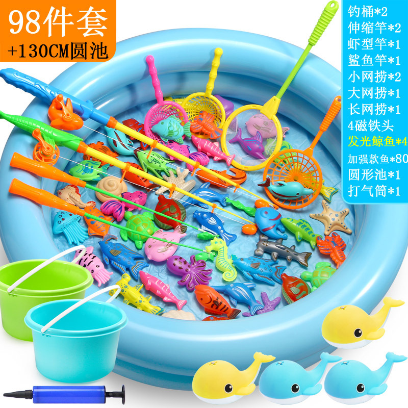 디럭스 100 피스 세트: 더블 낚시 배럴 3 층 버블 하단 라운드 풀 130CM