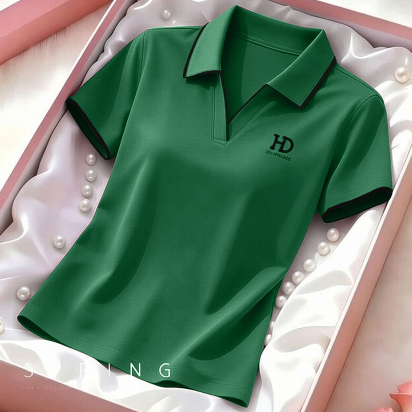 【95% Cotton, 5% Spandex】Women's New Design Short-Sleeve T-Shirt with a Turn-Down Collar, Pure Cotton, Summer Versatile, Fashionable and Youthful