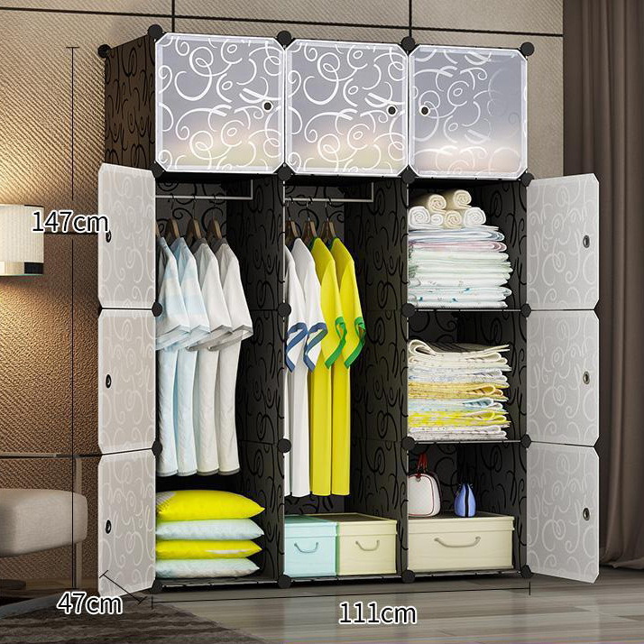 Armario simple moderno armario de tela simple sala de alquiler de tubos de acero engrosamiento reforzado dormitorio en casa montaje de almacenamiento gabinete colgante