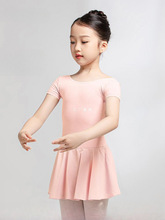 sansha 三沙儿童舞蹈服女 芭蕾舞练功服短袖连体服考级舞蹈裙训练