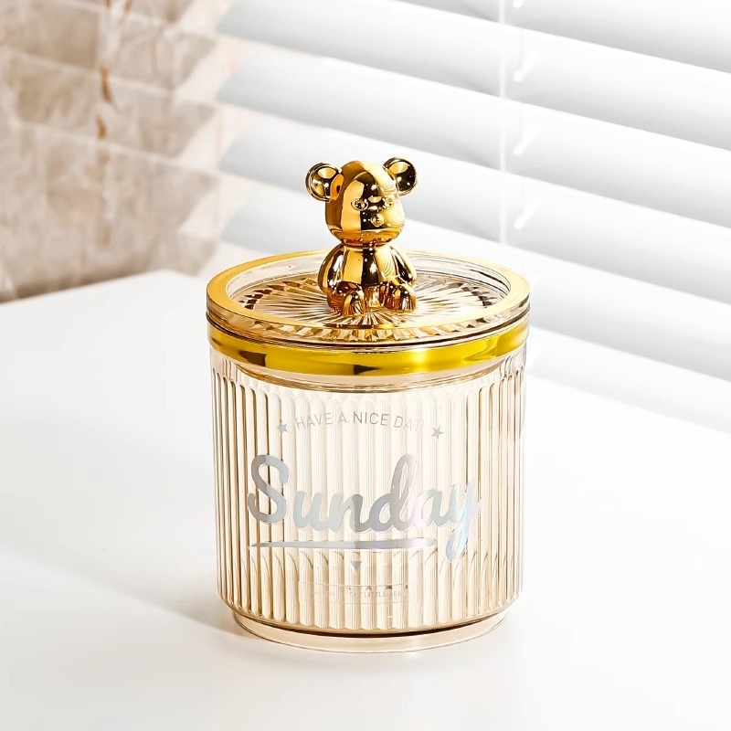 Luz de lujo multifuncional hisopo de algodón cosmético caja de algodón caja de almacenamiento hogar sellado frasco tubo de almacenamiento caja de hilo dental