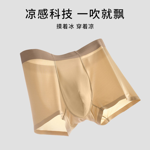 Zhongshan Underwear 120 Count Men's Ice Silk Underwear Seamless Mask Pants Summer Wholesale Boys' Boxer Briefs Boxer Briefs