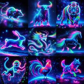 跨境热卖树脂珠光仙尘钻石画十二生肖水晶方钻手工AB满钻贴画