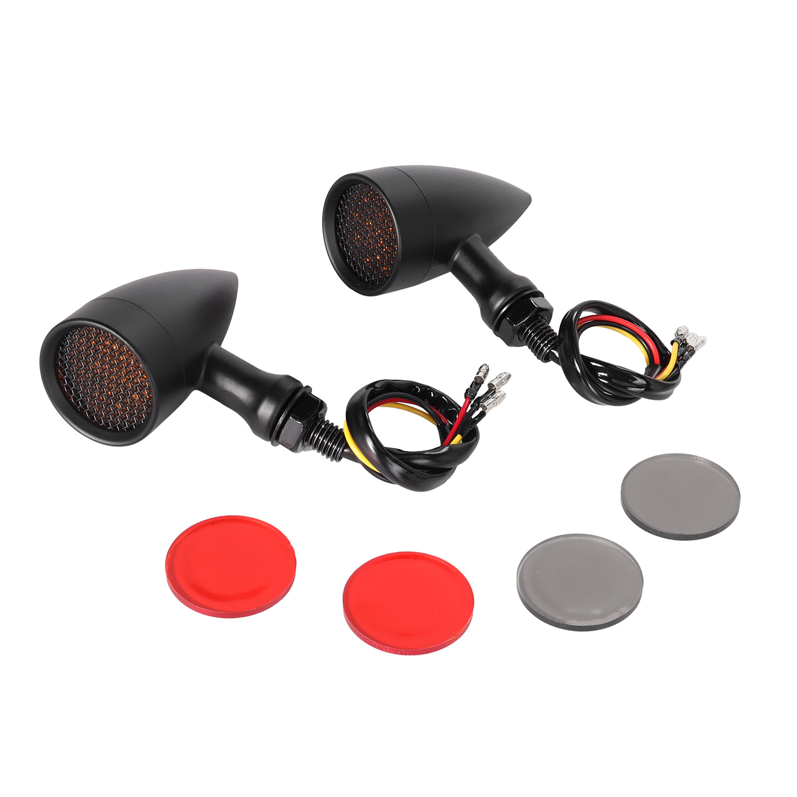 Motorcycle Retro Modified Aluminum Alloy Turn Signal Light Harley Cruiser Led Grid Bullet Turn Light