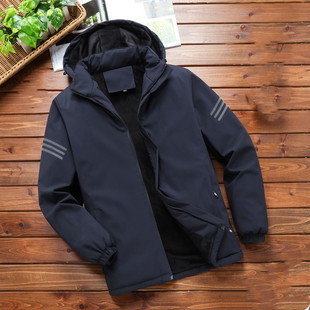 Men's Autumn and Winter Thickened Warm Jacket Tactical Cotton-padded jacket Outdoor Hiking Climbing Camping Fleece Windproof Cold-resistant Clothing