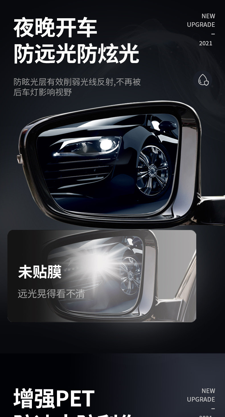 Car Rearview Mirror Rainproof Film, Full-Screen Car Window Rainproof Film, Exterior Rearview Mirror Anti-Glare Anti-Fog Water-Repellent Film