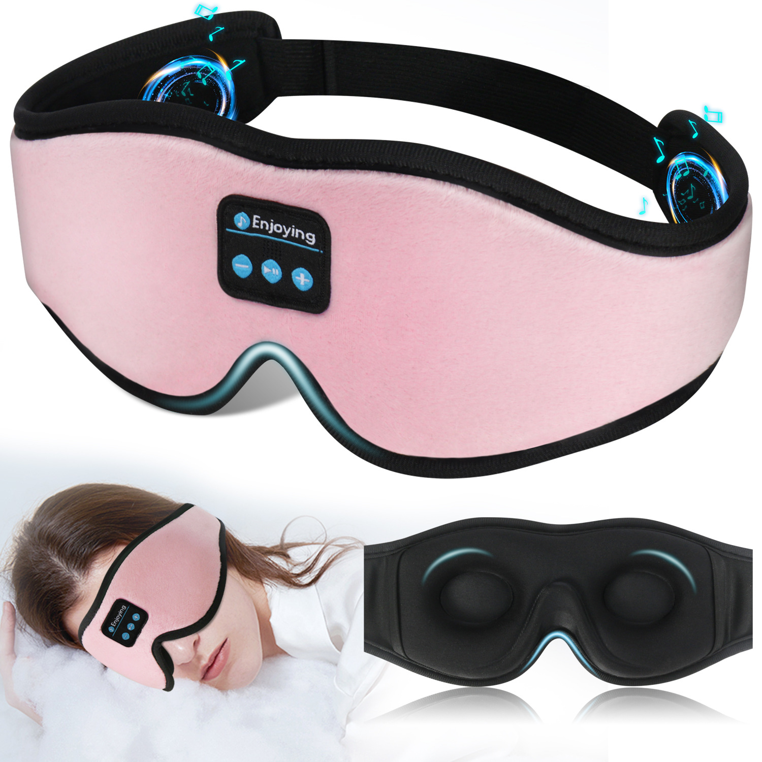 Amazon Wireless 3D Stereo Bluetooth Sleep Mask Set Light-Blocking Memory Foam Sleeping Stereo Sound Life Waterproof