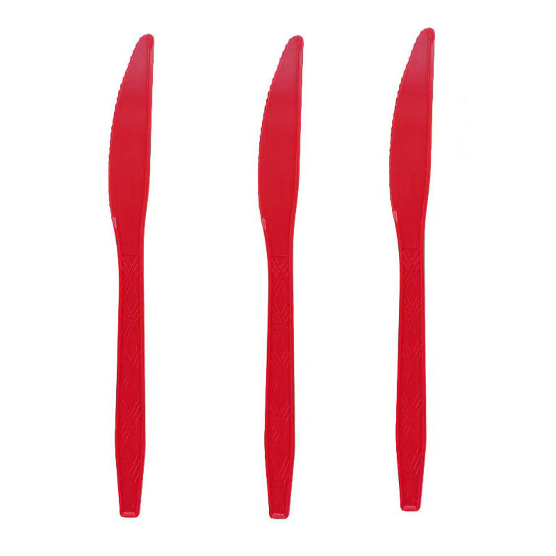 25 piezas transfronterizas Amazon PS desechable de plástico cuchillo, tenedor y cuchara vajilla de tres piezas conjunto de banquete de la torta del partido