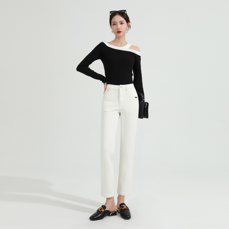 Autumn new high elastic *** four-sided baguette pipe pants high texture lyocell fashion comfortable cowboy nine points