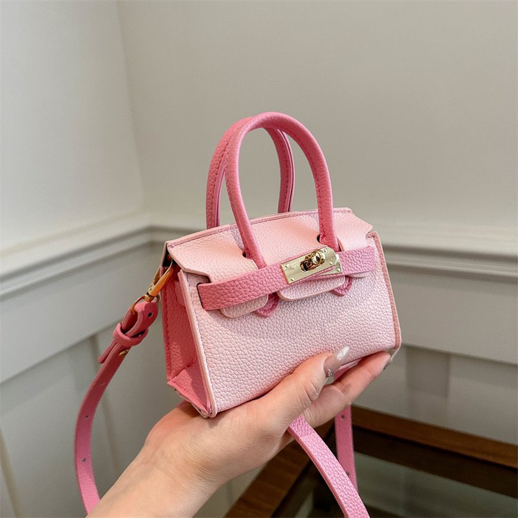 Cross-border Internet Celebrity Litchi Pattern Korean Version Girls Children's Handbag Fashionable One-shoulder Crossbody Mini Bag Women's Bag