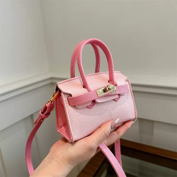 Cross-border Internet Celebrity Litchi Pattern Korean Version Girls Children's Handbag Fashionable One-shoulder Crossbody Mini Bag Women's Bag