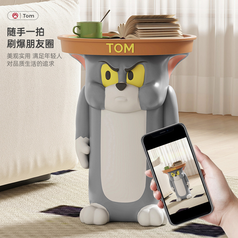 漫画トムキャットコーヒーテーブルクリエイティブリビングルーム大型装飾品フロアサイドテーブルかわいいベッドサイドテーブル家具新築祝いギフト|undefined