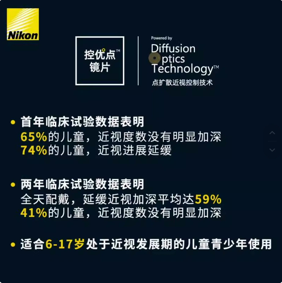 Genuine Nikon control advantages 2.0 control advantages 3.0 diffusion technology youth children delay myopia lens