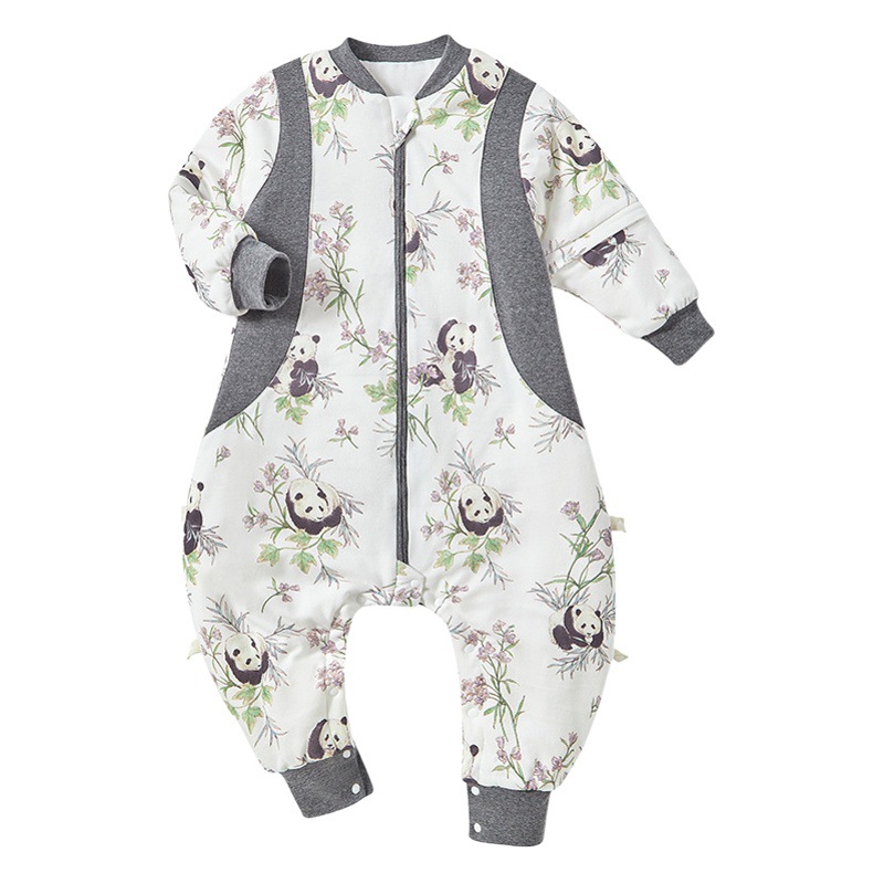 Quilted Kidsren's Split-Leg Sleeping Bag Winter Pure Cotton Thickeneded Constant Temperature Jumpsuit Infant Antibacterial Baby Pajamas Category a