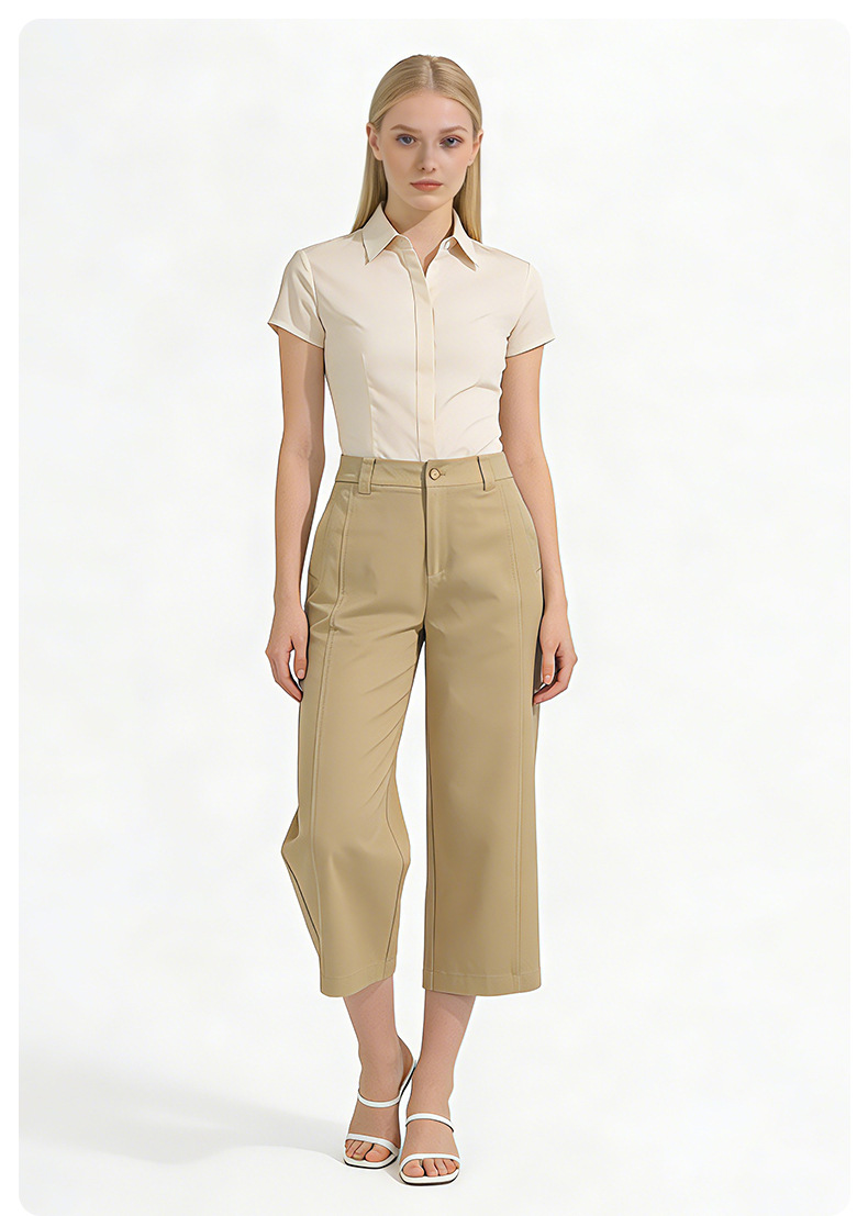 Quần culottes nữ ống rộng cạp cao dáng suông vải modal mềm mại — Xanh lông mòng đen chi tiết 19