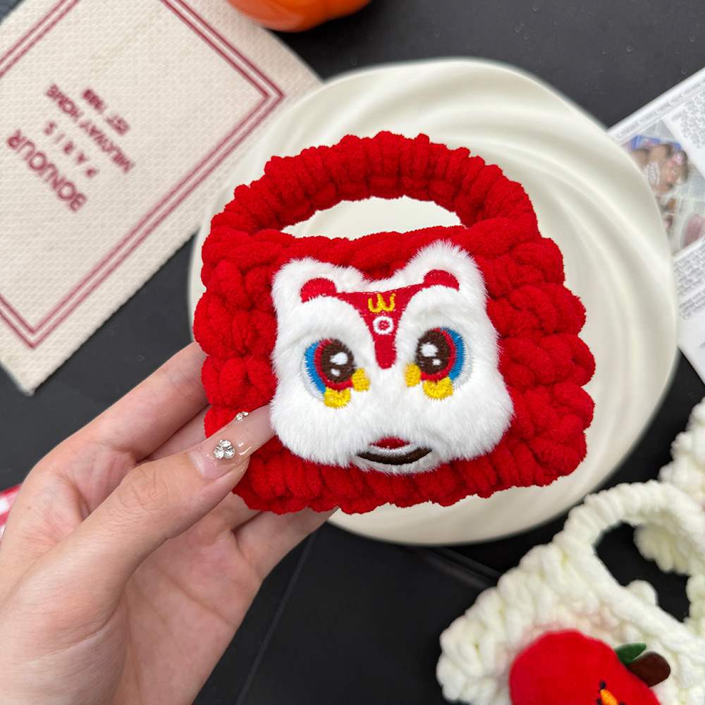 Año Nuevo despierta león peluche trenzado bolso de cambio de alto valor facial bolso de almacenamiento de cable de auriculares bolso pequeño regalo de primavera para niños