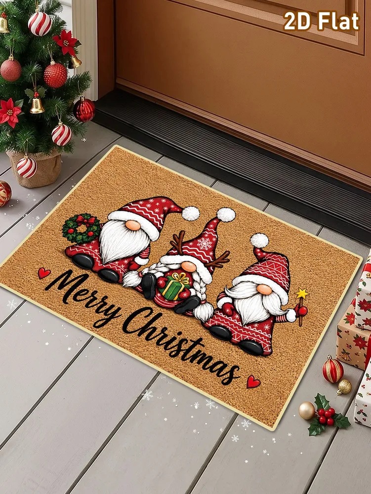 Christmas Gnome Doormat for Entryway, Water Absorbent and Stain Resistant, American Style Holiday Decorative Mat, Wholesale Available