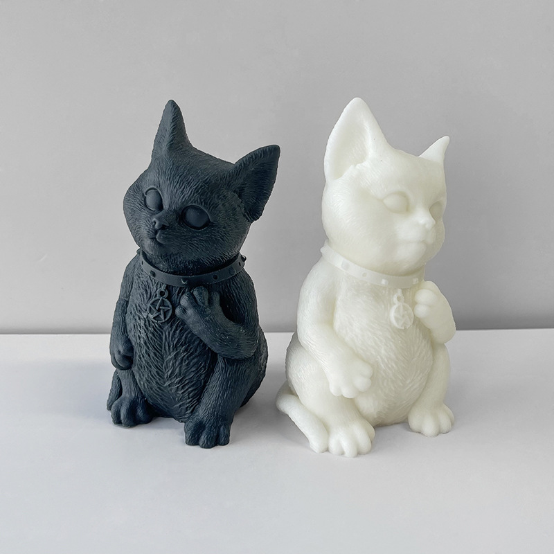 Jiahuimei silicona molde gatito aromaterapia vela molde DIY animal gatito hecho a mano jabón yeso epoxi herramienta abrasiva