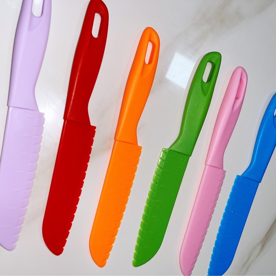 Cuchillo de plástico para niños cuchillo de fruta de jardín de infantes cuchillo de fruta de melón cuchillo de cocina de juguete de mano cuchillo para niños cuchillo traje