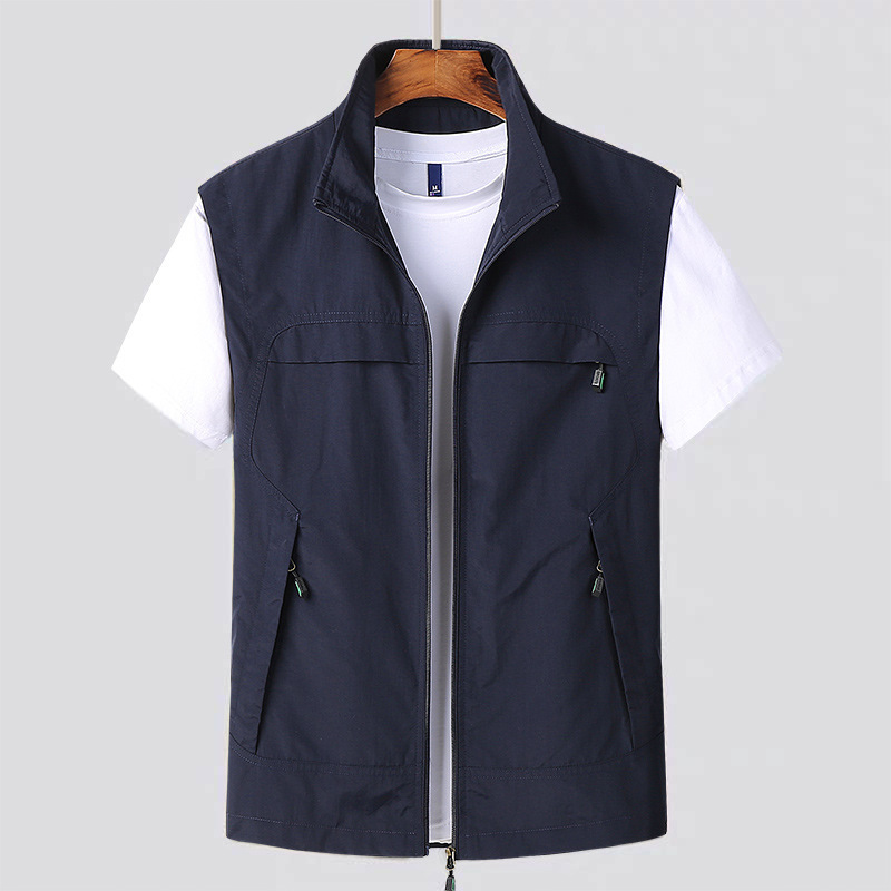 Four Seasons Middle-aged Men's Vest Thin Dad Sleeveless Collar Multi-pocket Quick-drying Vest Custom LOGO Waistcoat Four Seasons Middle-aged Men's Vest Thin Dad Sleeveless Collar Multi-pocket Quick-drying Vest Custom LOGO Waistcoat