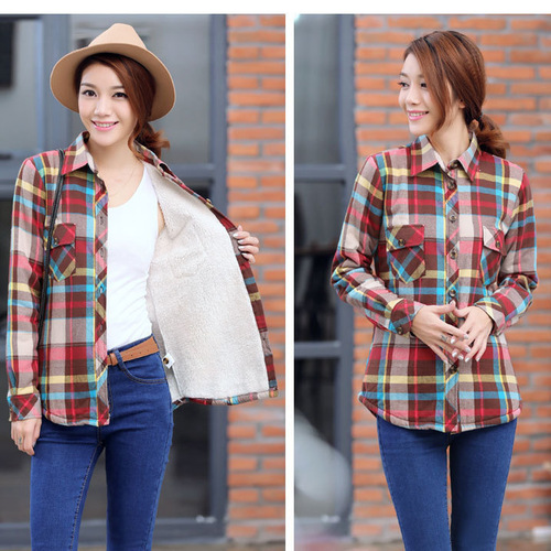 New winter urban casual, thick cotton, lamb velvet, square collar, slim blouse, cardigan, to keep warm