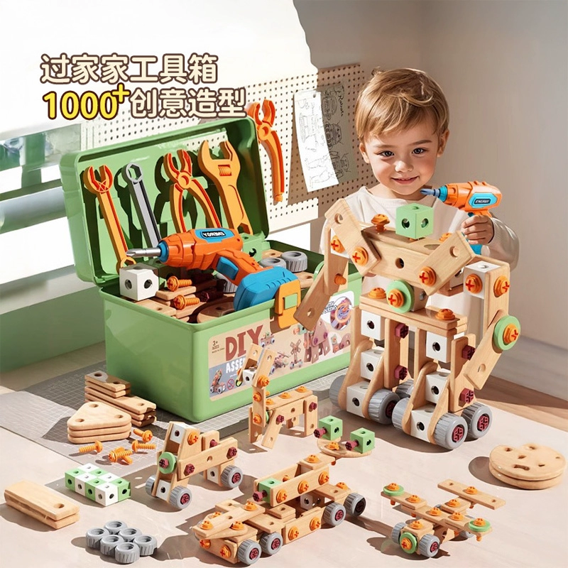 Детский ящик для инструментов для ремонта для мальчиков от 3 до 6 лет, практическая разборка и сборка электрической отвертки, обучающие игрушки для сборки и ремонта.