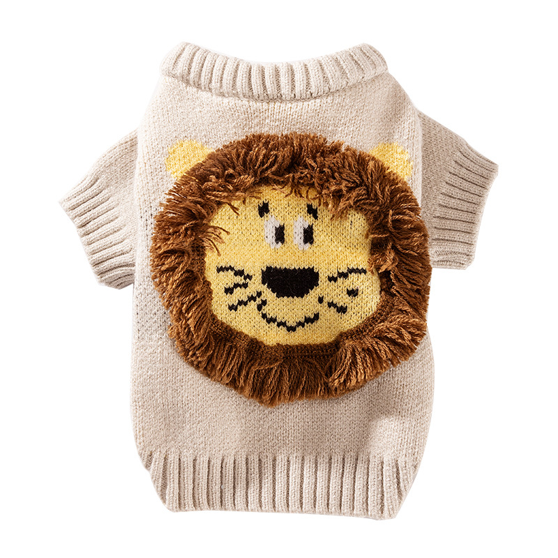 Otoño y invierno perros pequeños y medianos adorables suéteres de león Teddy Bear camisetas de punto de ropa de perro