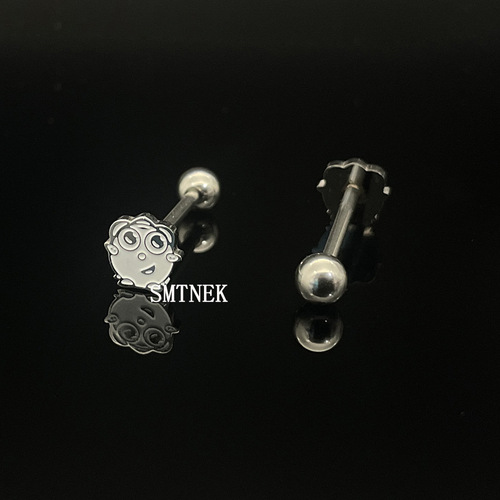 SMTNEK titanium steel welded oil dripping color cartoon image tongue nail stainless steel piercing jewelry