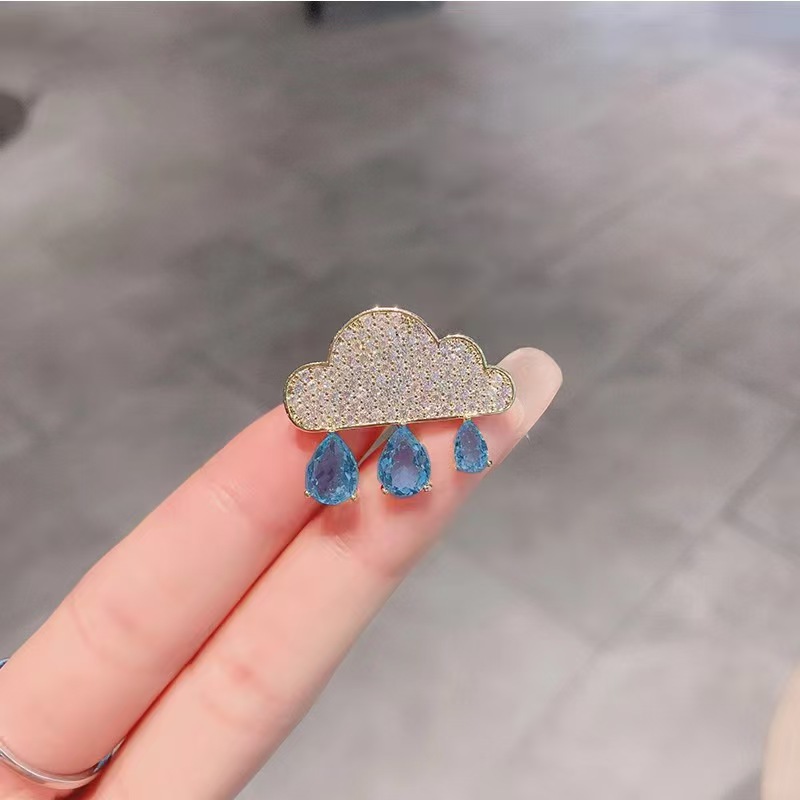 안티 라이트 구름 드롭 귀여운 브로치 간단한 대기 크리스탈 우아한 CORSAGE 브로치 칼라 핀 액세서리 여성용