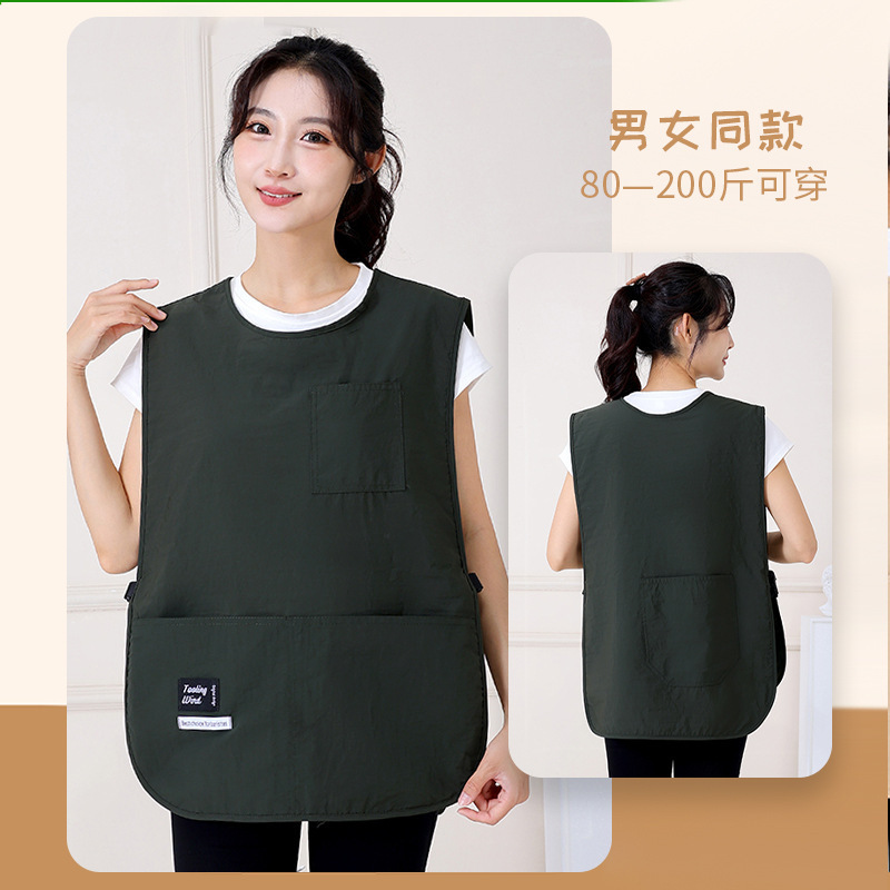 新型2025年防水ベストエプロンカスタムキッチン家庭用カフェ作業服延長男女共通|undefined