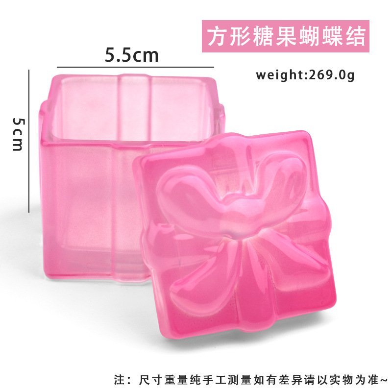 Nuevo estilo transfronterizo de alta calidad nail art bowknot taza de cristal cuadrada taza de lavado de lápices taza de cristal líquido