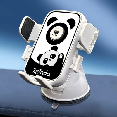 Female Driver Cartoon Mobile Phone Holder Car Suction Cup Car Instrument Support Navigation Car Mobile Phone Holder (Car phone holder) - anti-shake-clamping-mobile-phone-holder-feeding-bear-suction-cup-base