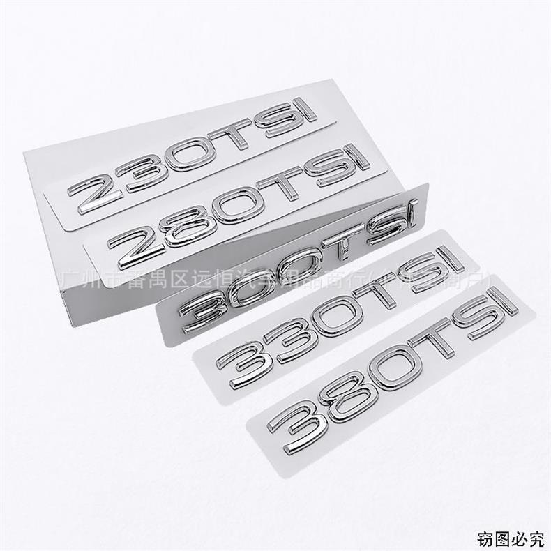 Suitable for Volkswagen 2024 models: 280TSI, 300TSI, 330TSI, and 380TSI – car emblem, body number, and engine displacement badge