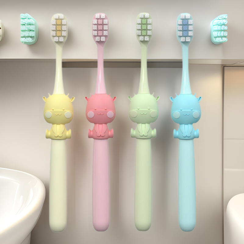 Mikey Dudu Niu Children's Gum-Protecting Toothbrush for Ages 3-6-12, Eight-Pack in a Barrel, Factory-Made, Soft Bristles Specifically for School-Aged Children