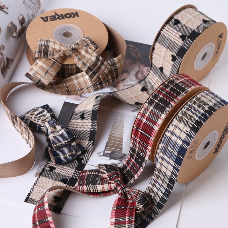 British plaid ribbon bow hair accessories flowers packaging materials shoes flowers hat accessories college style ribbon