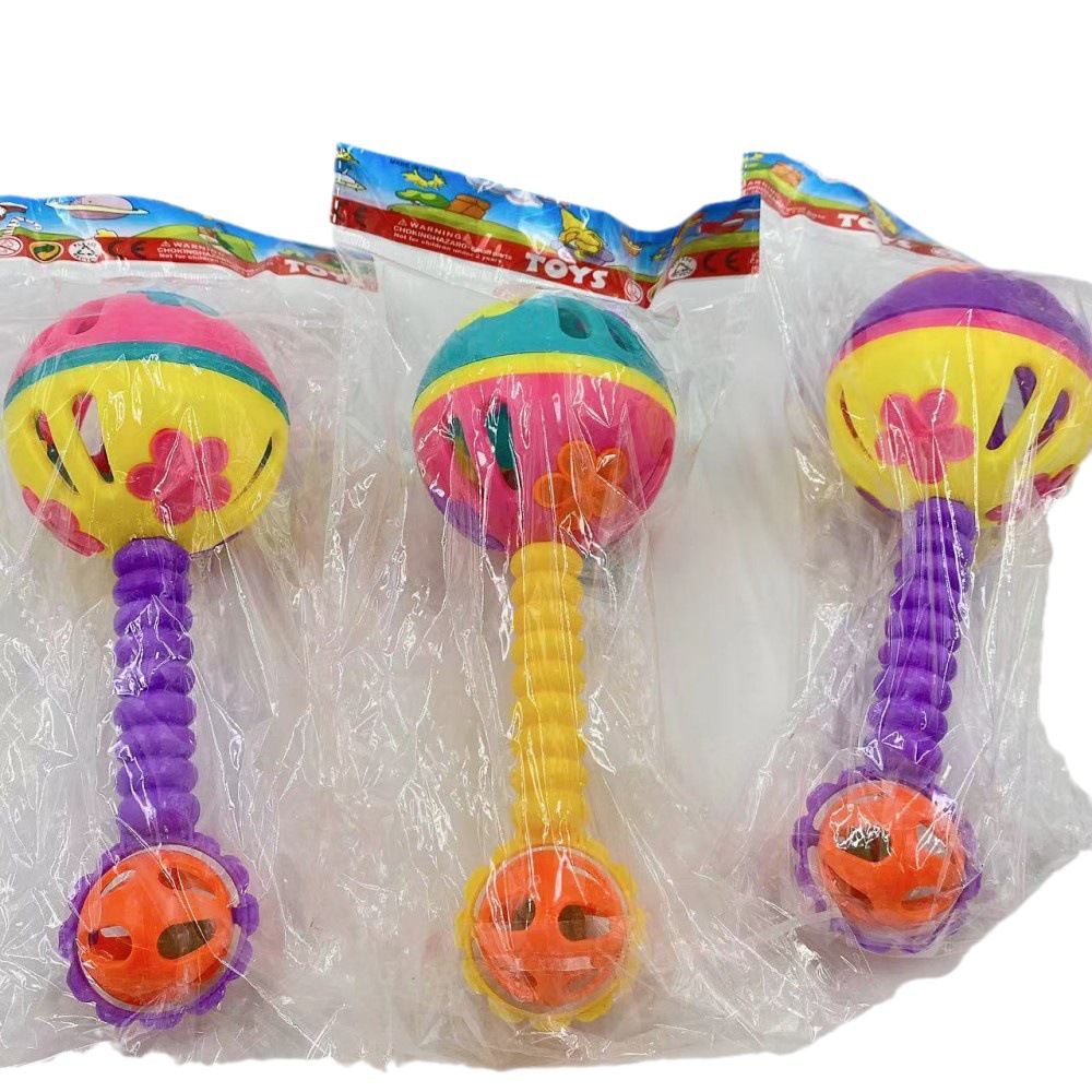 Venta al por mayor juguetes de bebé para niños colorido sonajero de mano gran ola Bola de tambor de plástico para niños lote de tiendas departamentales