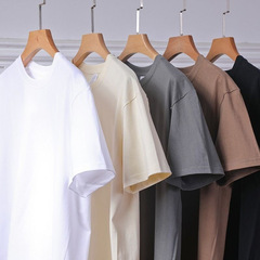純綿ゆるい丸襟落肩純色半袖tシャツ女性夏大サイズtシャツ高級感服マスクtシャツ