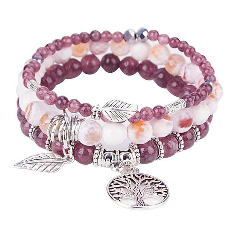 Bracelet arbre de vie plume avec pierres turquoise bohème_voghion.com